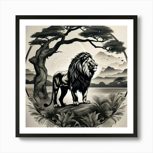 Lion In The Forest 42 Art Print Framed Wall Art Poster Canvas Print Picture