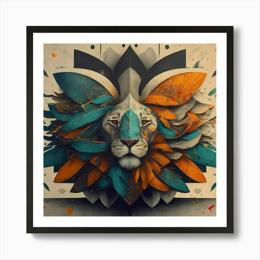 Iconic Medal -Lion Art Print Framed Wall Art Poster Canvas Print Picture