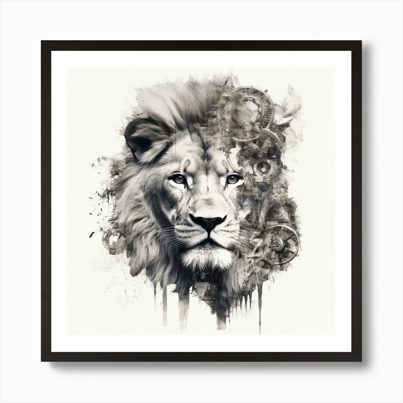 Lion Canvas Print Double Exposure A Framed Wall Art Poster Canvas Print Picture