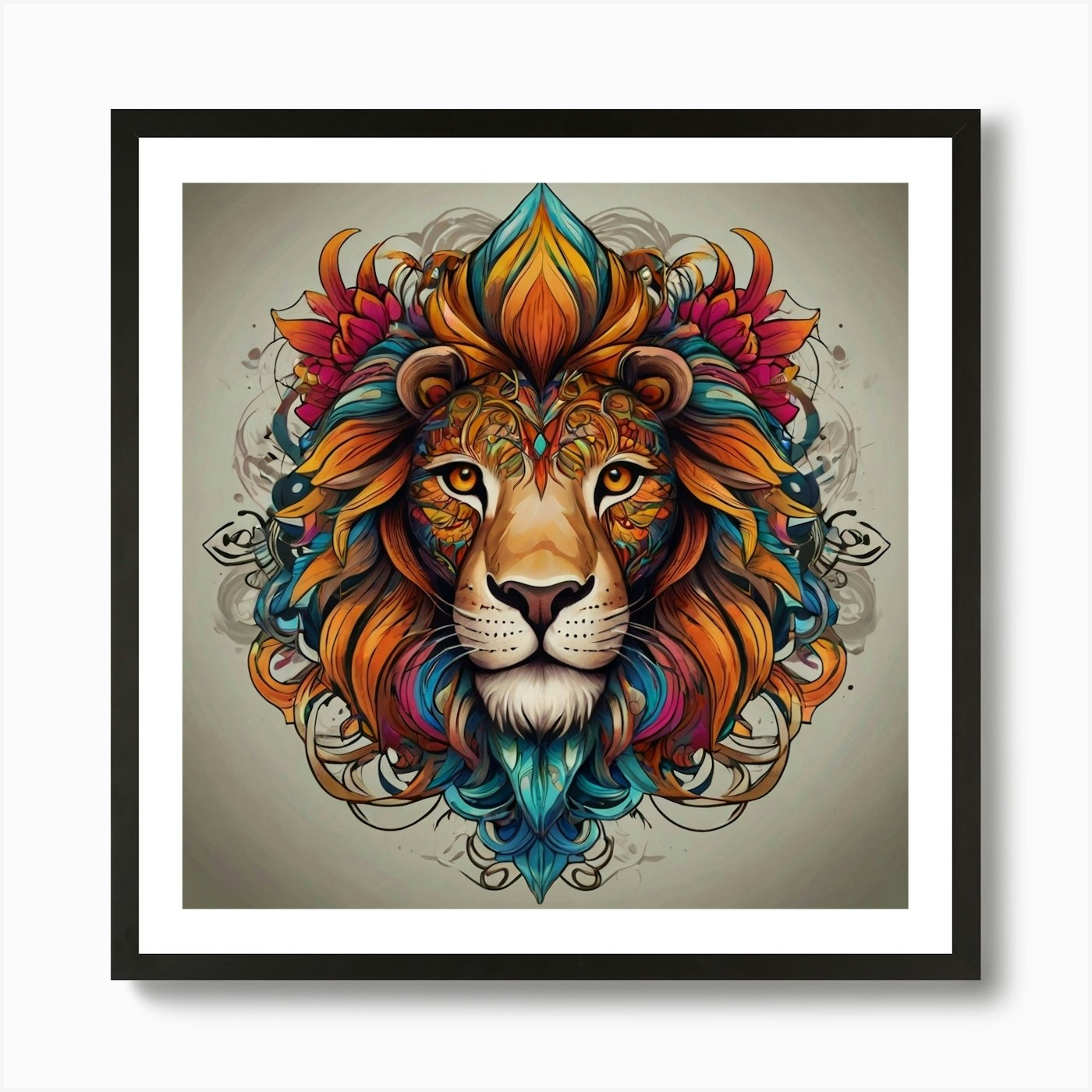 Lion Head Art Print Framed Wall Art Poster Canvas Print Picture