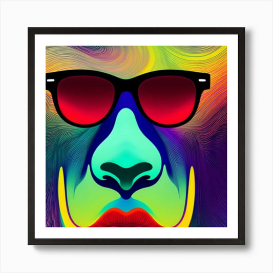 Psychedelic Lion 1 Art Print Framed Wall Art Poster Canvas Print Picture