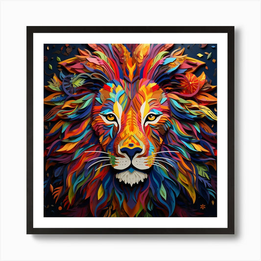 Colorful Lion 7 Art Print Framed Wall Art Poster Canvas Print Picture