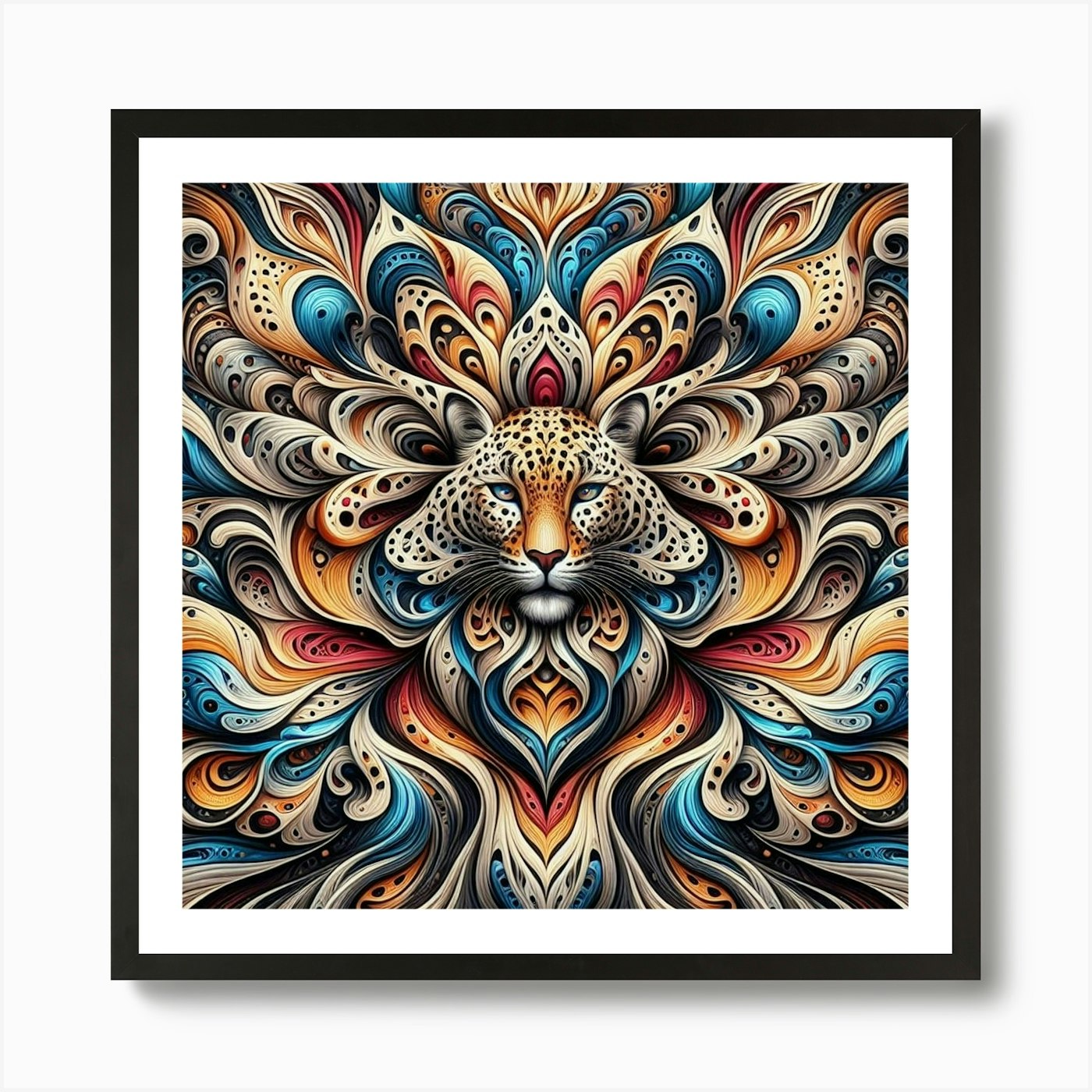 Psychedelic Lion Art Print Framed Wall Art Poster Canvas Print Picture