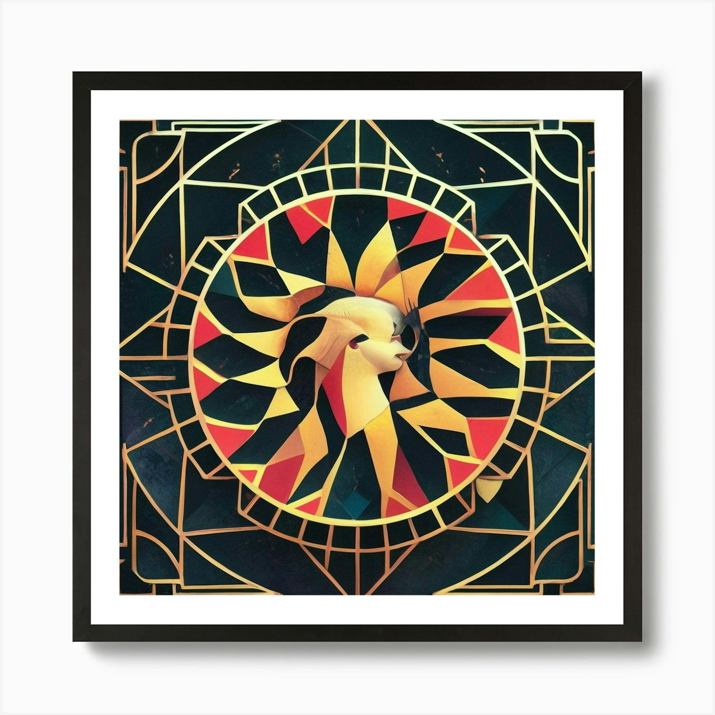 Golden Lion Art Print Framed Wall Art Poster Canvas Print Picture