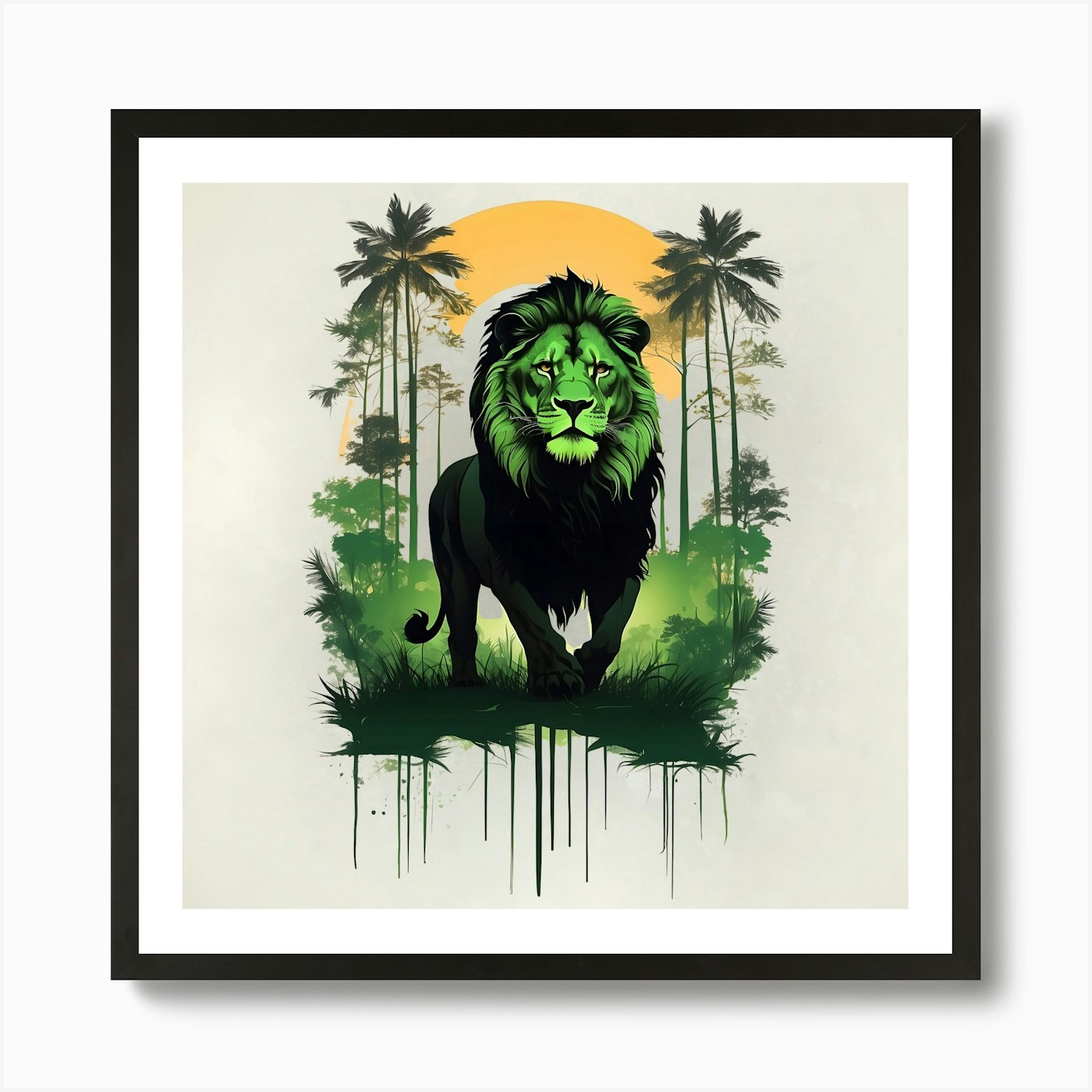Lion In The Jungle Art Print Framed Wall Art Poster Canvas Print Picture
