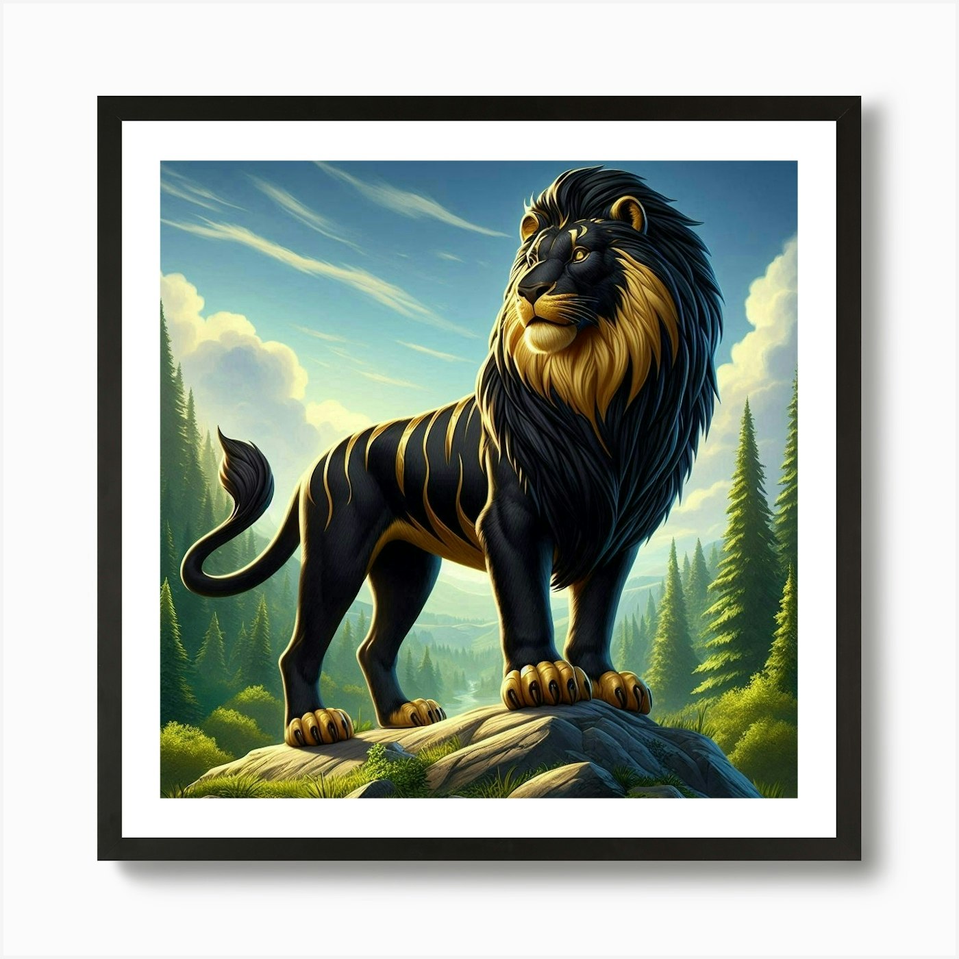 Lion In The Forest 70 Art Print Framed Wall Art Poster Canvas Print Picture