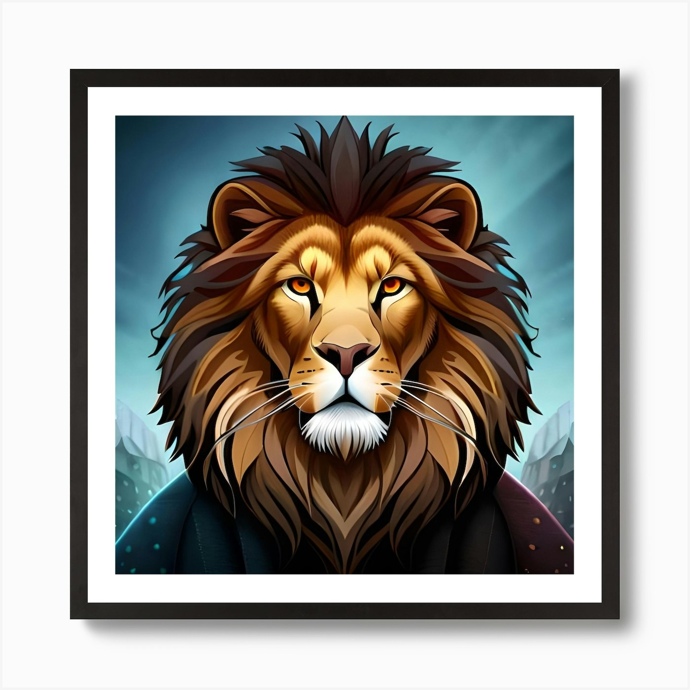 Lion with simple texture Art Print Framed Wall Art Poster Canvas Print Picture