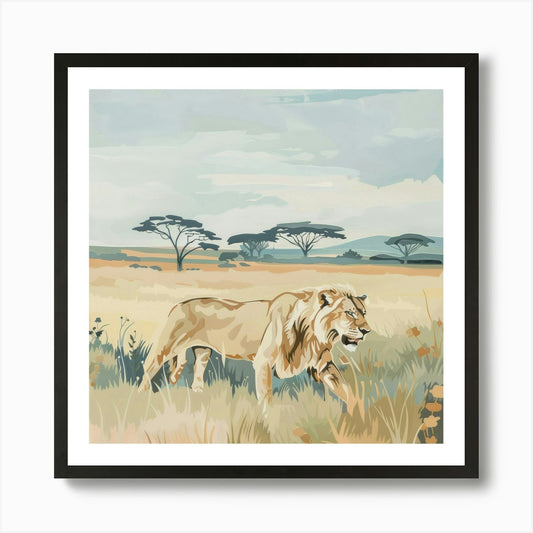 Big Lion Pastel Illustration 2 Art  Framed Wall Art Poster Canvas Print Picture