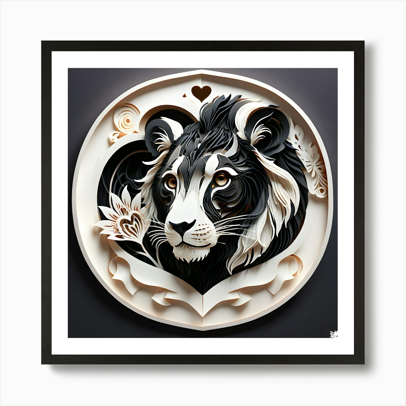 Lion Head Art Print Framed Wall Art Poster Canvas Print Picture