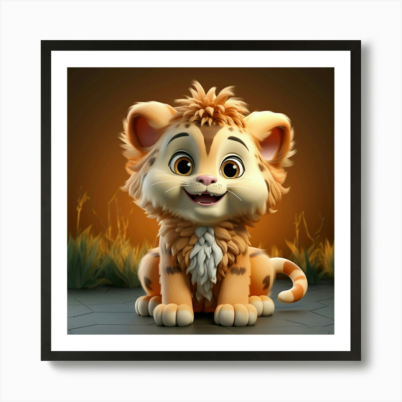 Lion Cub 34 Art Print Framed Wall Art Poster Canvas Print Picture