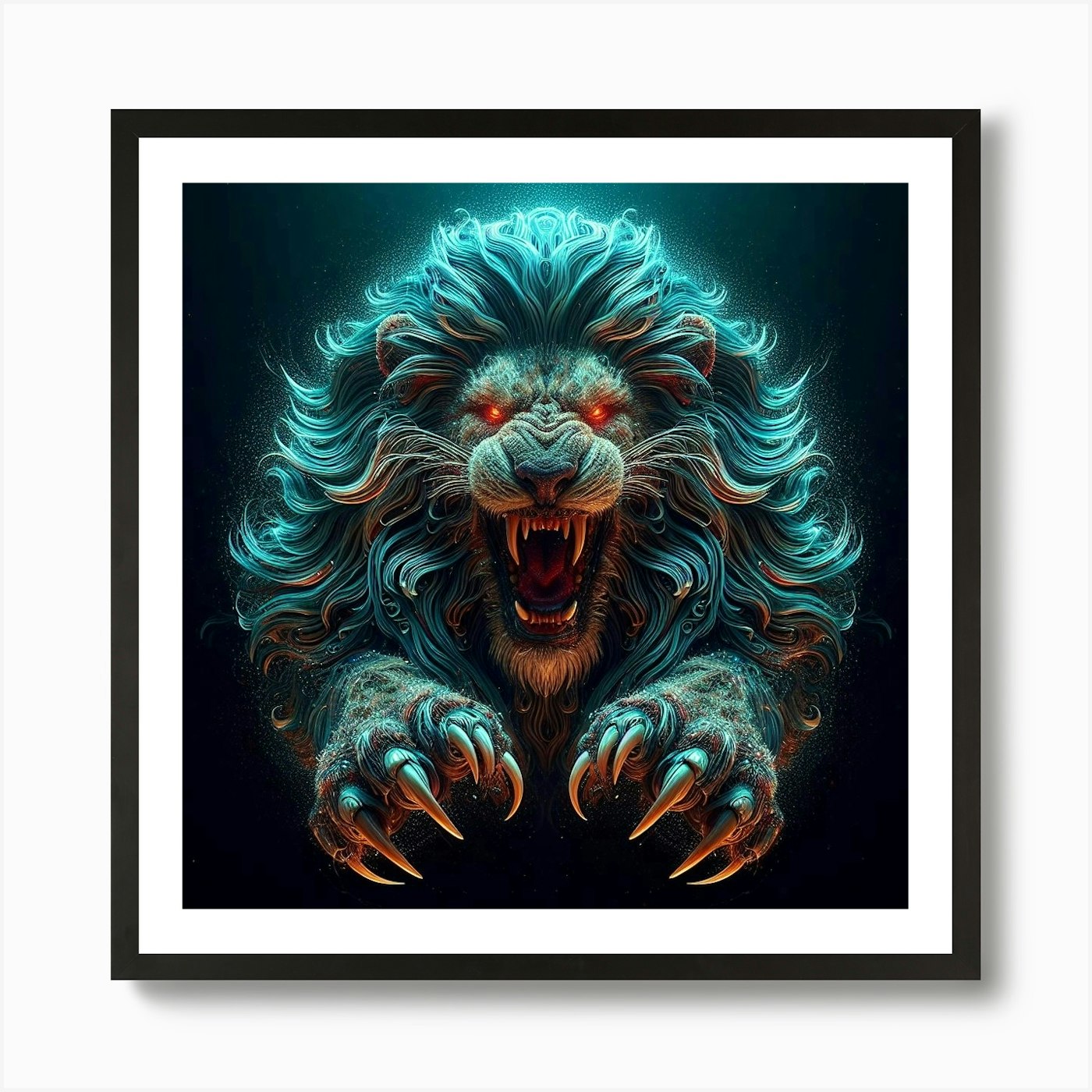 Brave Lion Art Print Framed Wall Art Poster Canvas Print Picture