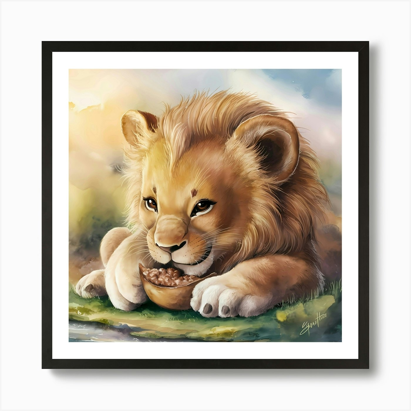 Lion Cub Art Print Framed Wall Art Poster Canvas Print Picture