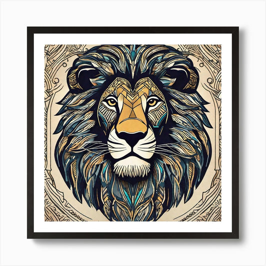 Lion Head 40 Art Print Framed Wall Art Poster Canvas Print Picture