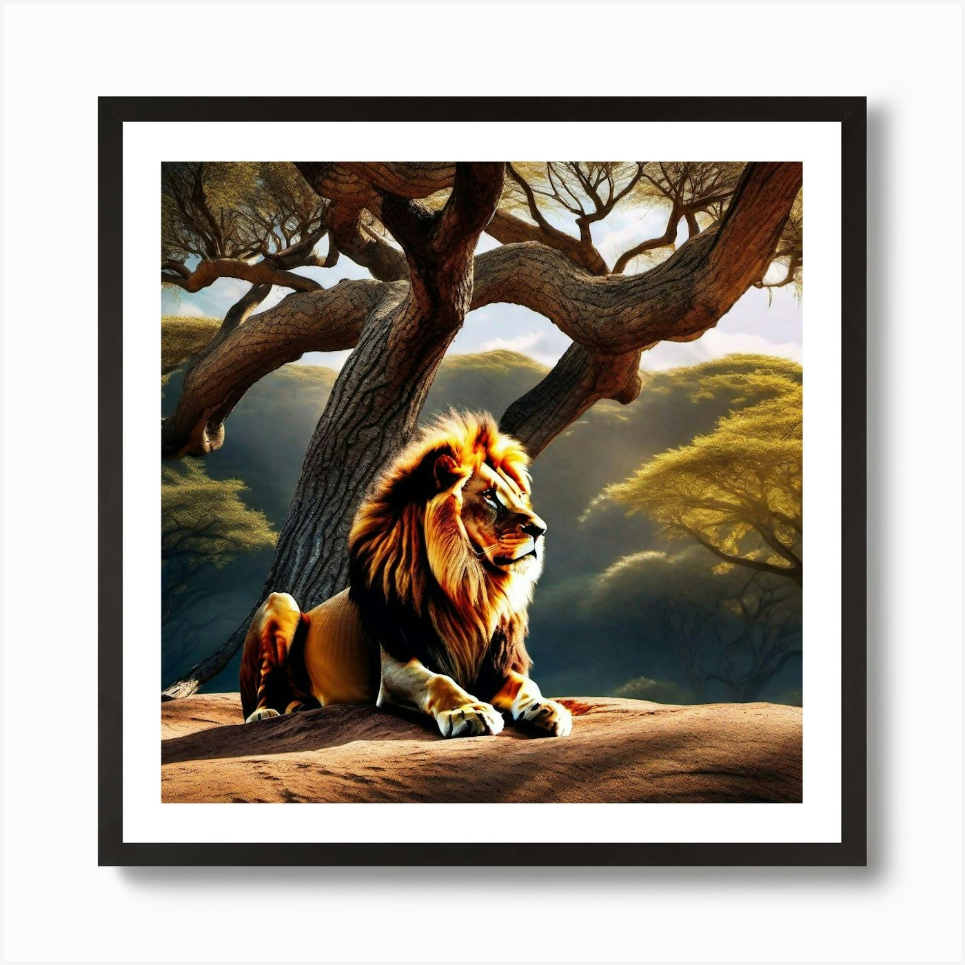 Lion In The Forest 64 Art Print Framed Wall Art Poster Canvas Print Picture