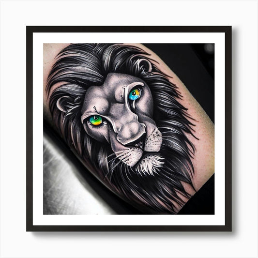 Lion Tattoo 1 Art Print Framed Wall Art Poster Canvas Print Picture