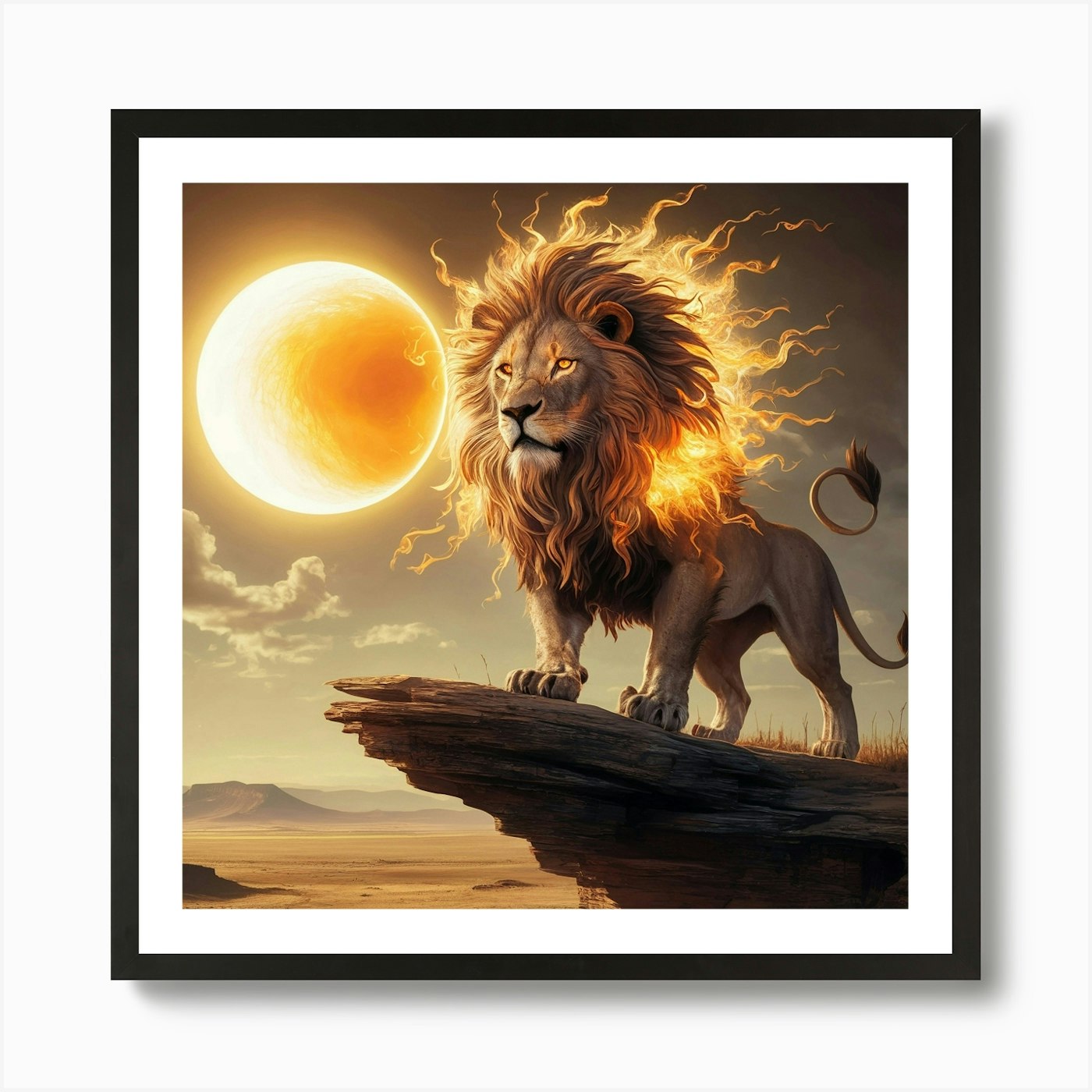 Lion On The Rock 1 Art Print Framed Wall Art Poster Canvas Print Picture