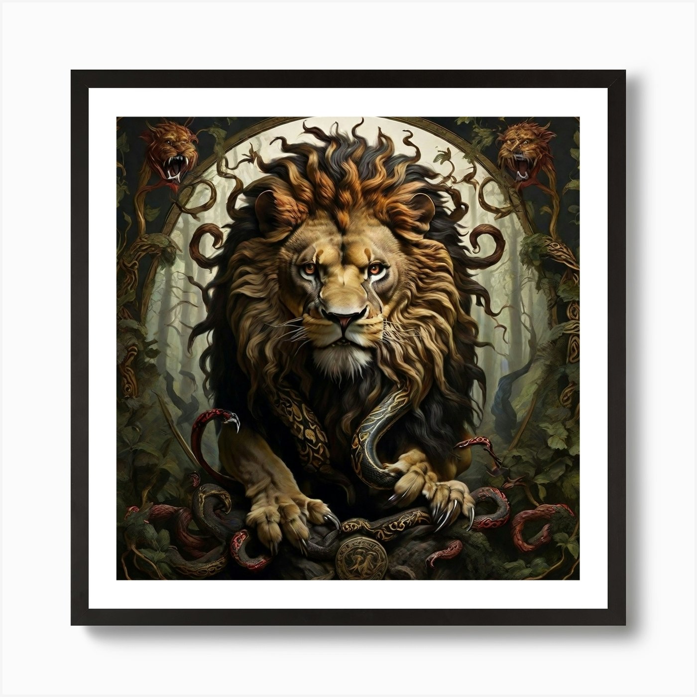 Lion Of The Forest Art Print Framed Wall Art Poster Canvas Print Picture