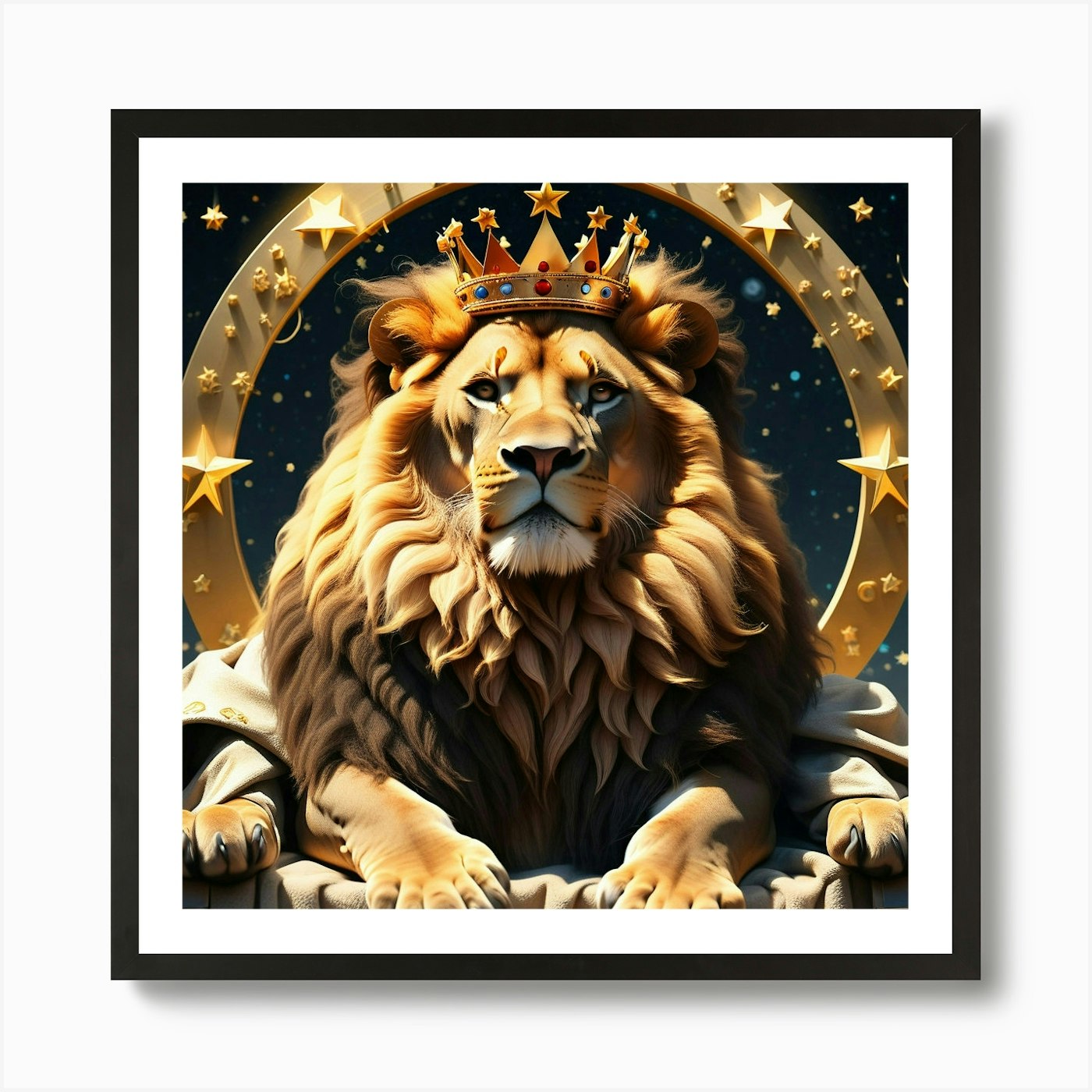 Lion With Crown 7 Art Print Framed Wall Art Poster Canvas Print Picture