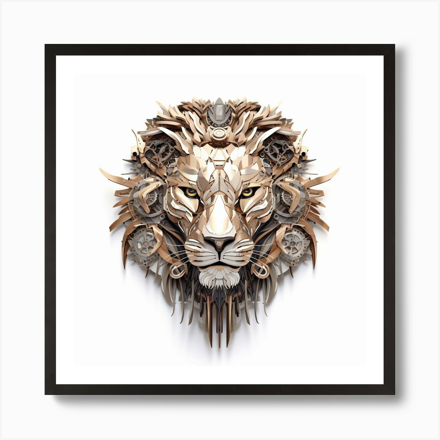 Armadiler Lion Head Made From Tools Framed Wall Art Poster Canvas Print Picture