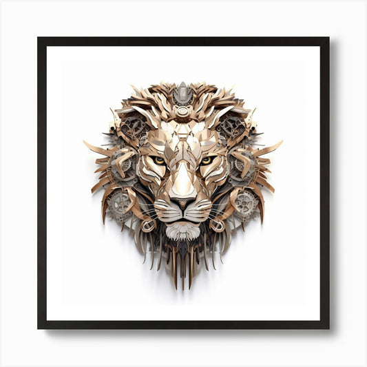 Armadiler Lion Head Made From Tools Framed Wall Art Poster Canvas Print Picture