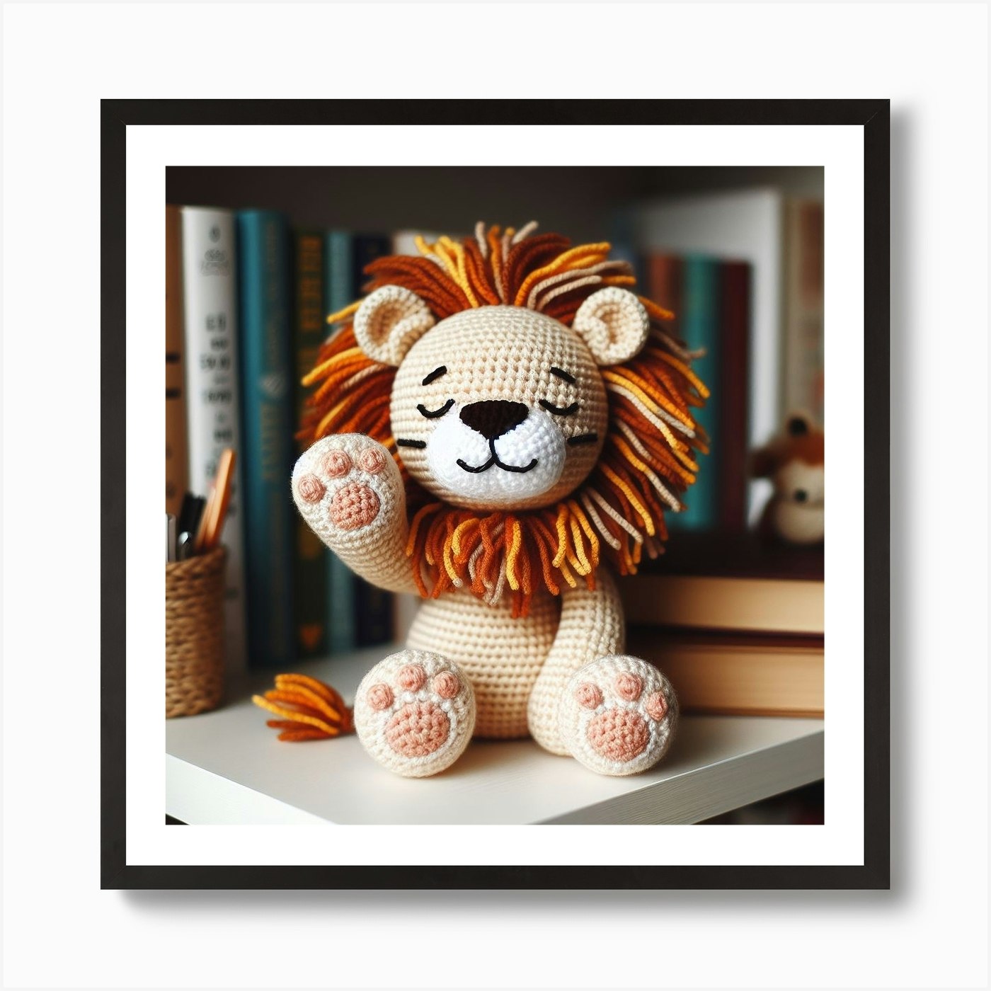 Amigurumi, Lion 3 Art Print Framed Wall Art Poster Canvas Print Picture