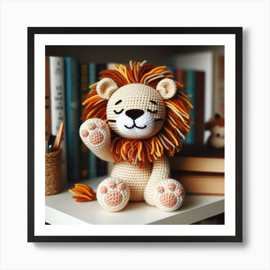 Amigurumi, Lion 3 Art Print Framed Wall Art Poster Canvas Print Picture
