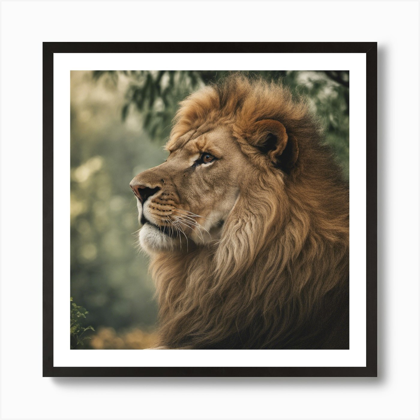 Lion Portrait Art Print Framed Wall Art Poster Canvas Print Picture