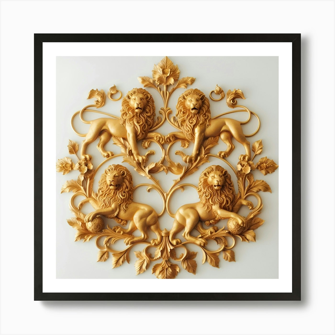 Lions On A Wall Art Print Framed Wall Art Poster Canvas Print Picture