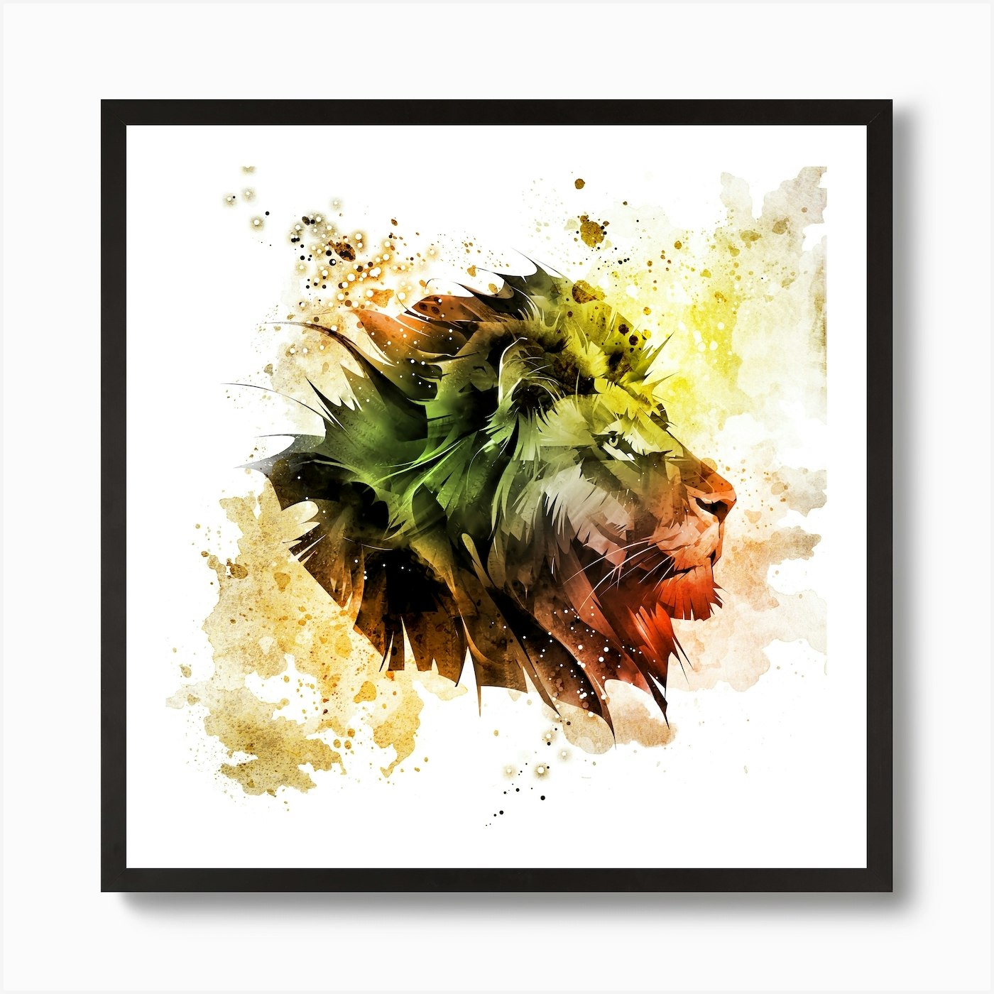 Lion Art Illustration In A Photomon Framed Wall Art Poster Canvas Print Picture