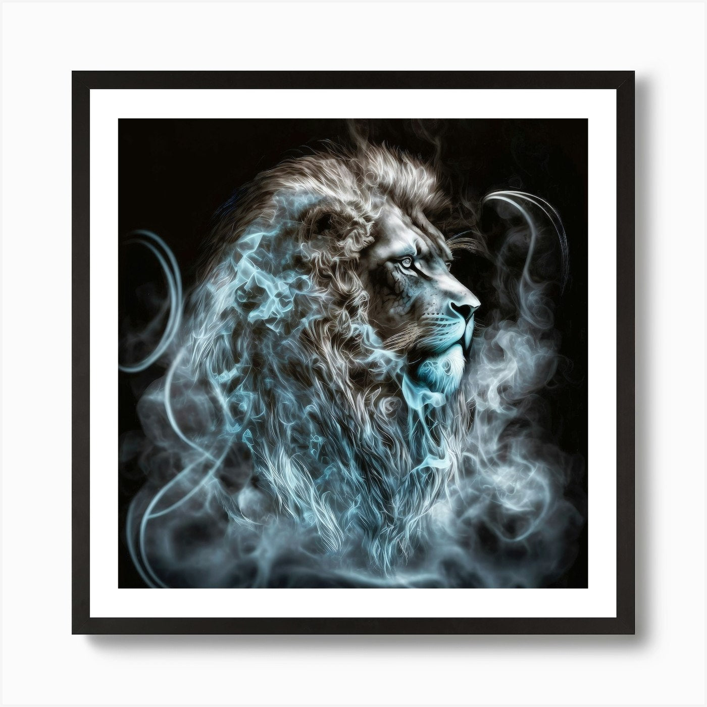 Blue Hue Vape Lion Art Print Framed Wall Art Poster Canvas Print Picture