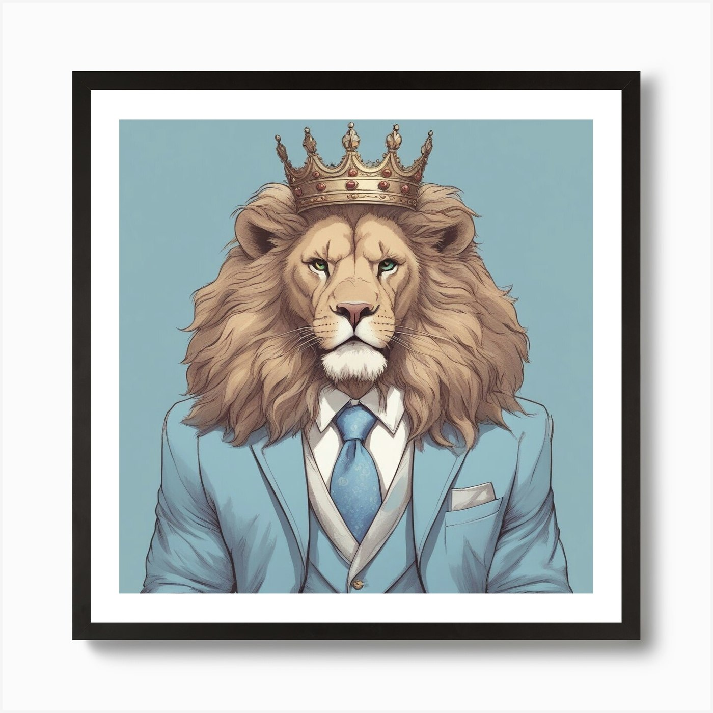 Elegant Lion In A Suit Art Print Framed Wall Art Poster Canvas Print Picture