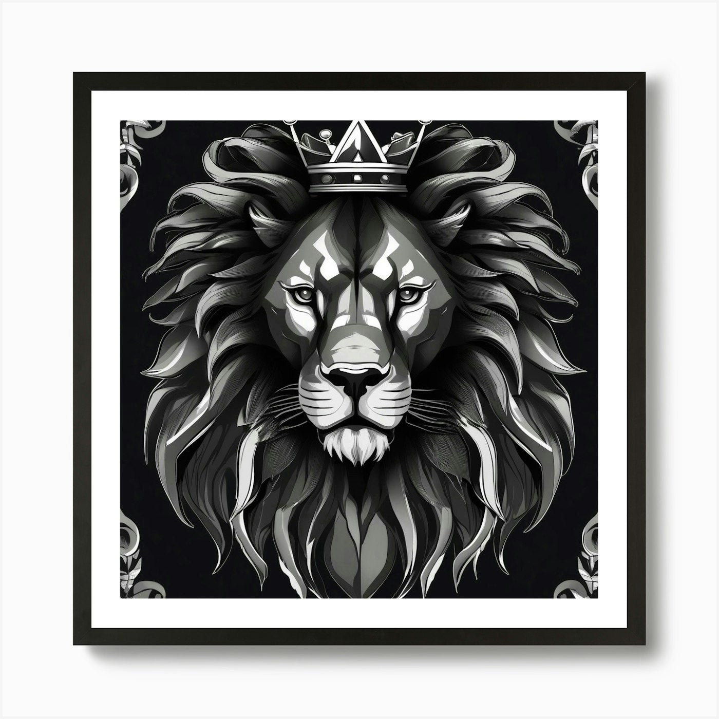 Lion With Crown 2 Art Print Framed Wall Art Poster Canvas Print Picture