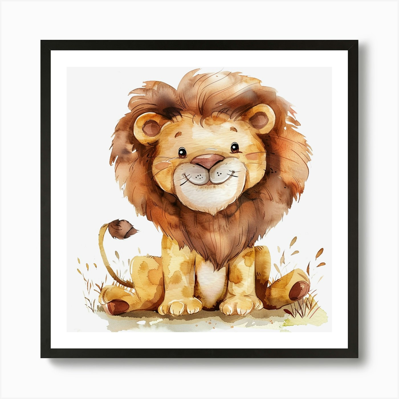 Watercolor Lion 2 Art Print Framed Wall Art Poster Canvas Print Picture