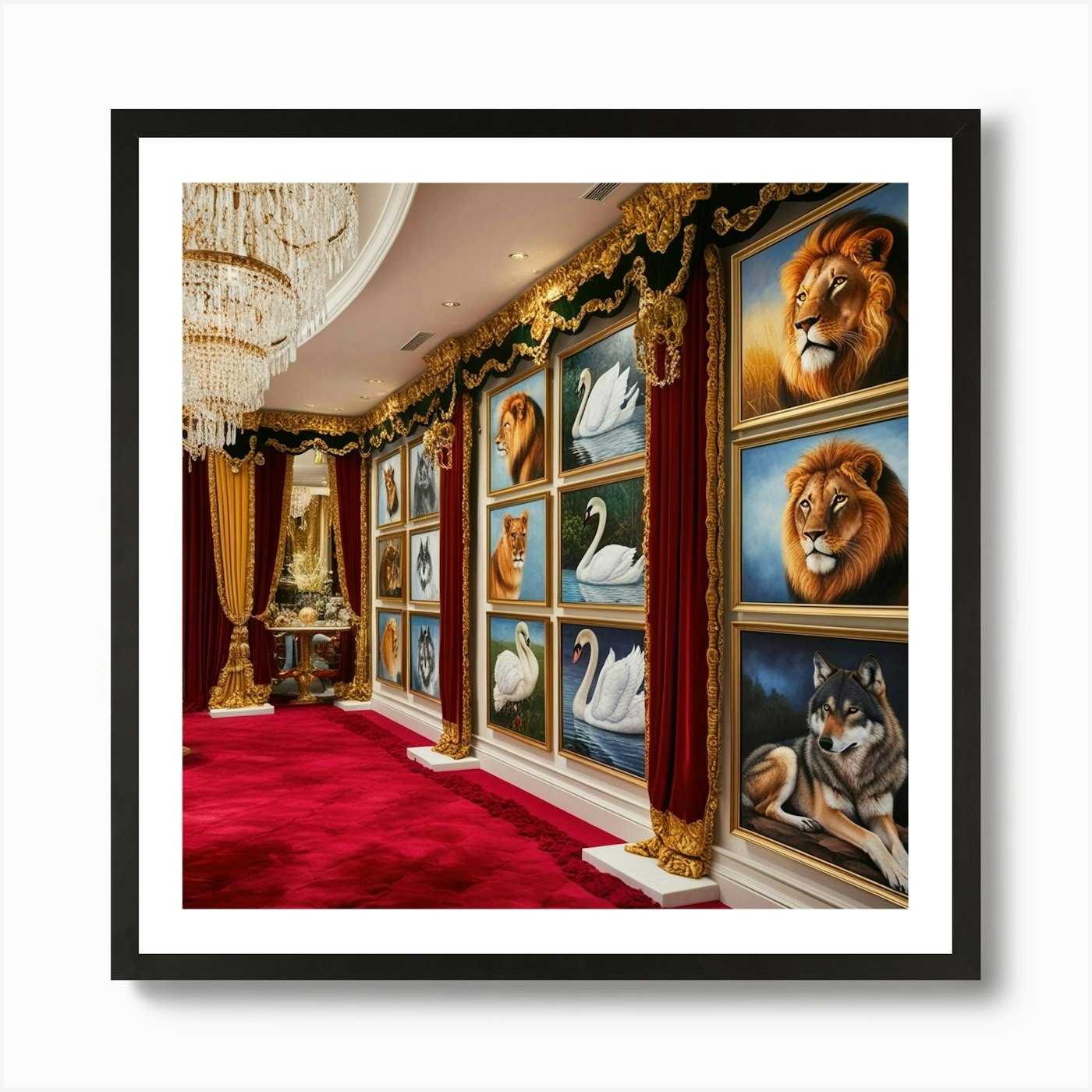 Lions In A Room 1 Art Print Framed Wall Art Poster Canvas Print Picture
