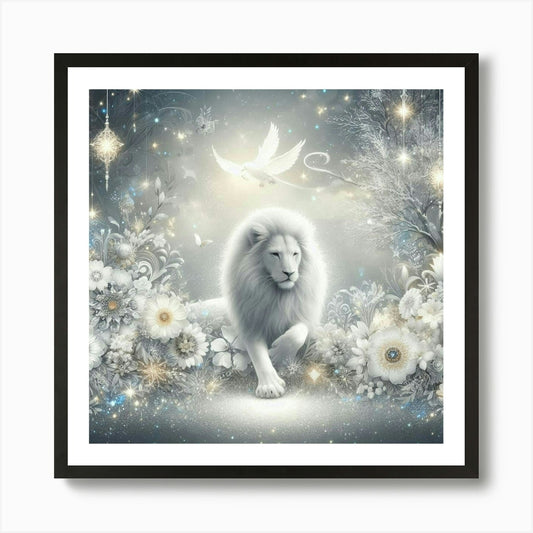 White Lion 2 Art Print Framed Wall Art Poster Canvas Print Picture