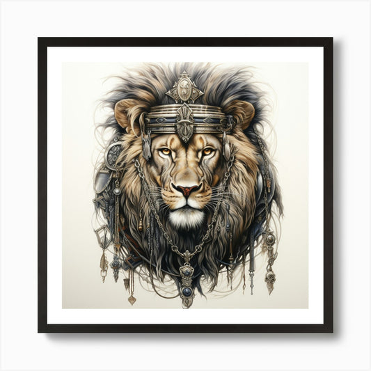Lion Head Art Print Framed Wall Art Poster Canvas Print Picture