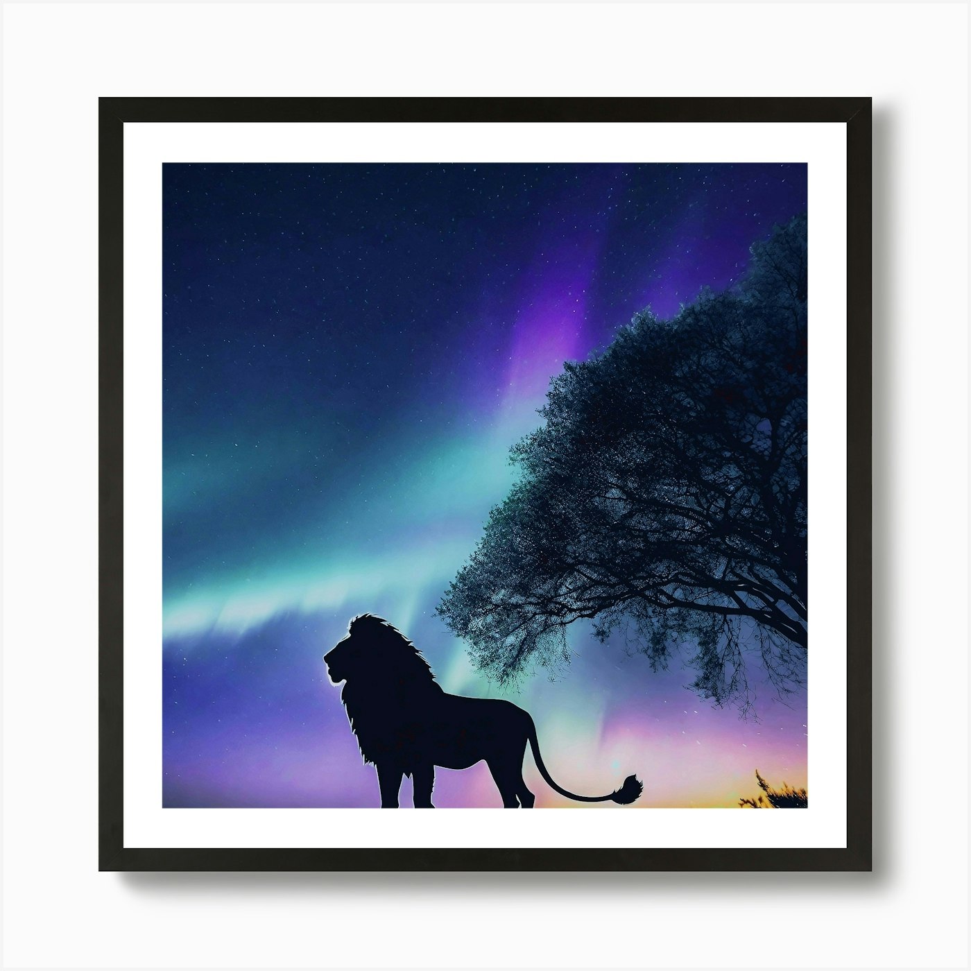 Lion In The Night Sky Art Print Framed Wall Art Poster Canvas Print Picture