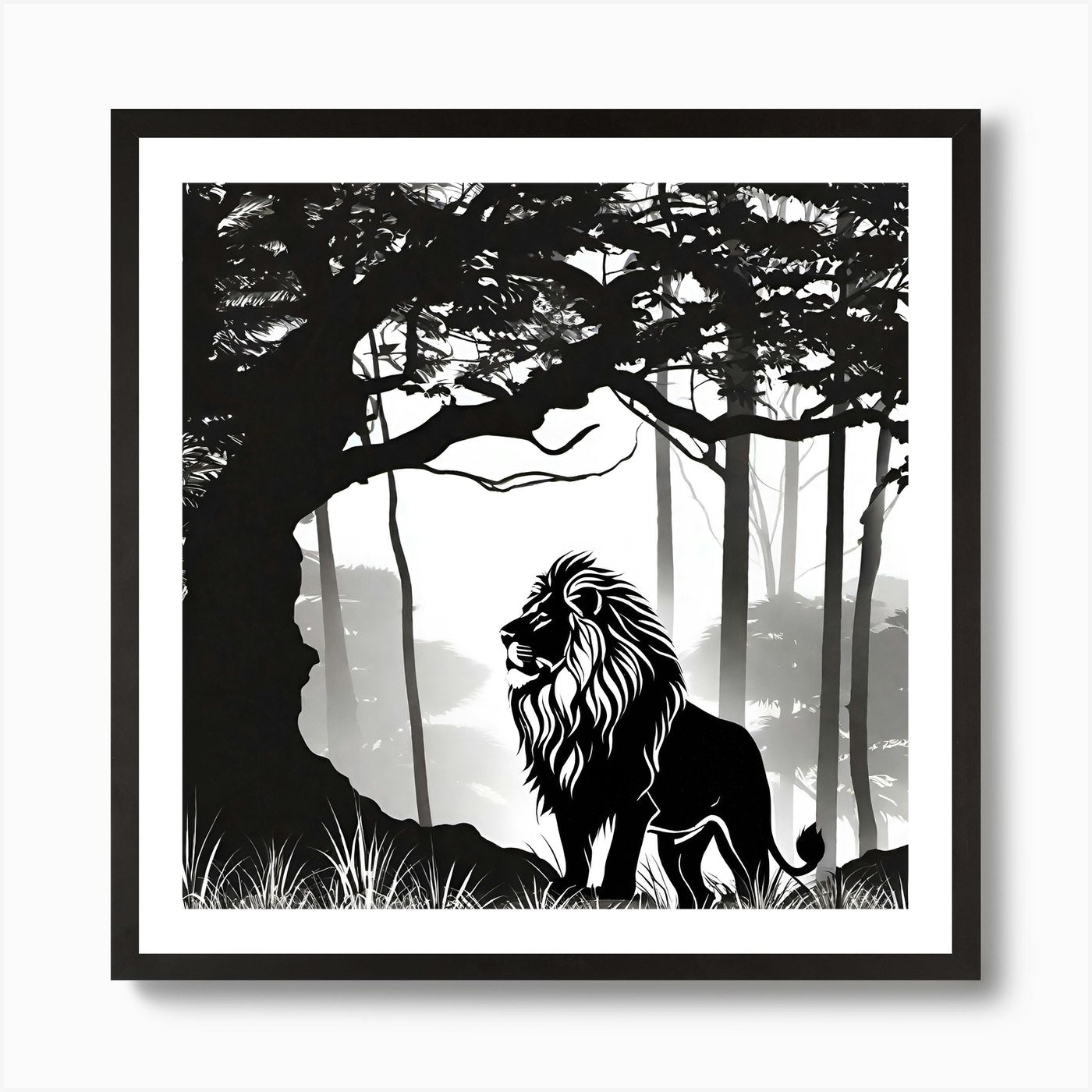 Lion In The Forest 5 Art Print Framed Wall Art Poster Canvas Print Picture