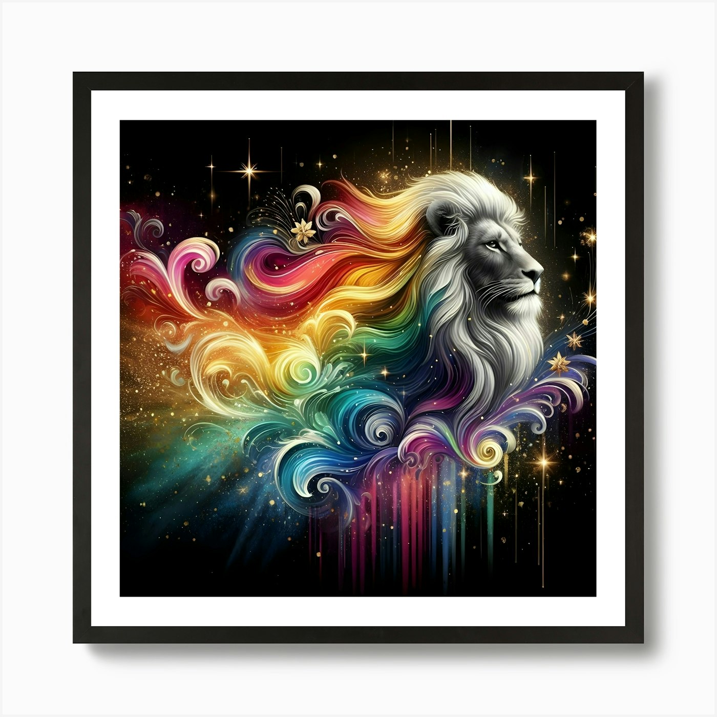 Rainbow Lion 3 Art Print Framed Wall Art Poster Canvas Print Picture