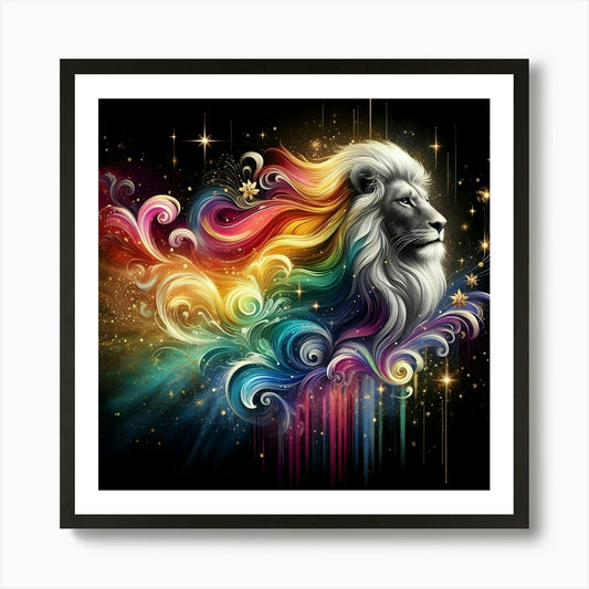 Rainbow Lion 3 Art Print Framed Wall Art Poster Canvas Print Picture