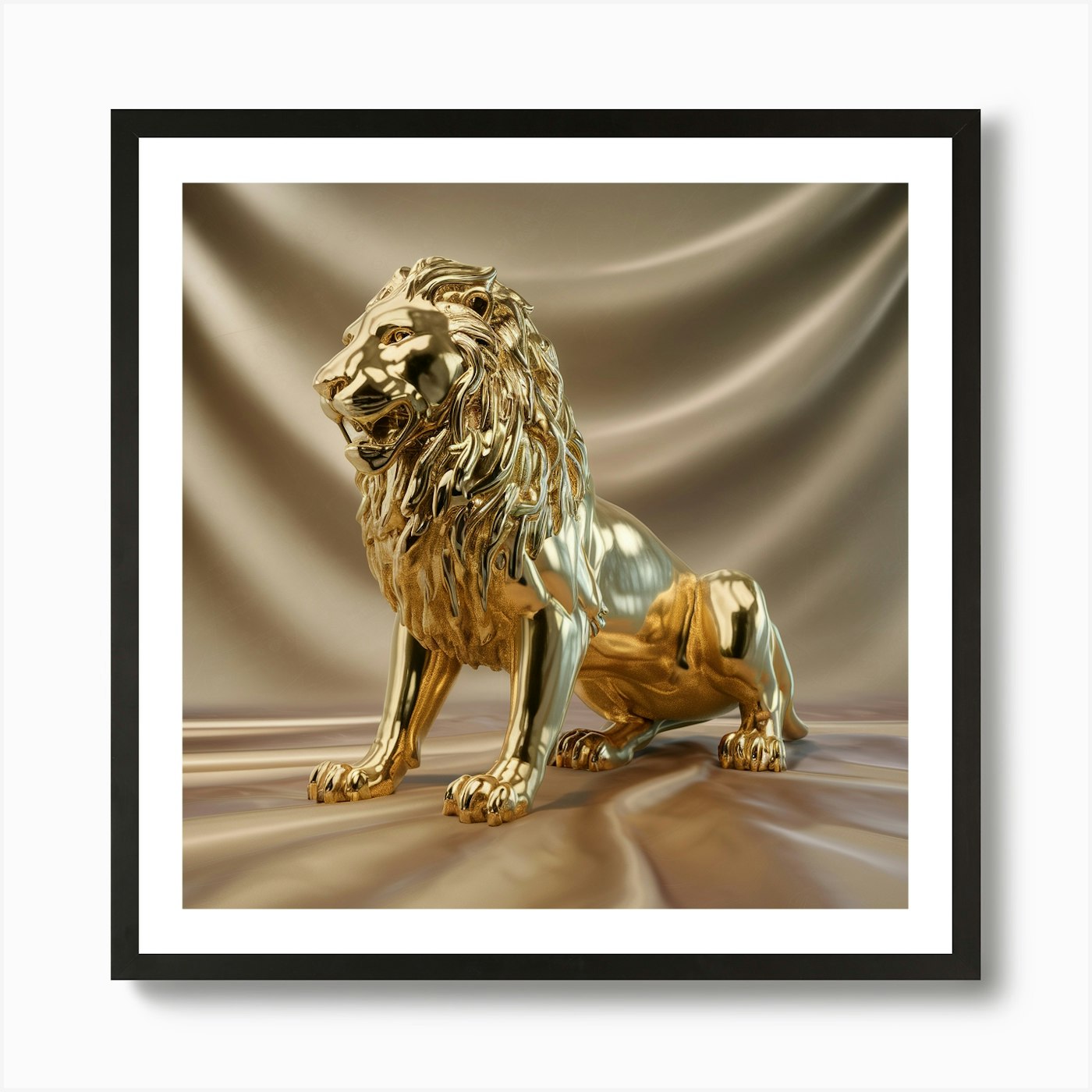 Golden Lion 1 Art Print Framed Wall Art Poster Canvas Print Picture