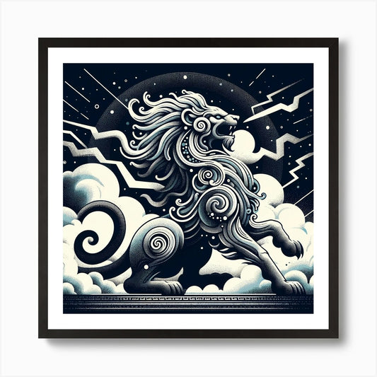Zodiac Lion Art Print Framed Wall Art Poster Canvas Print Picture