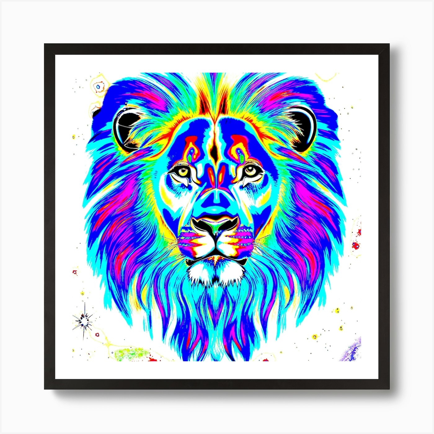 The Lion Blue Rainbow Art Print Framed Wall Art Poster Canvas Print Picture