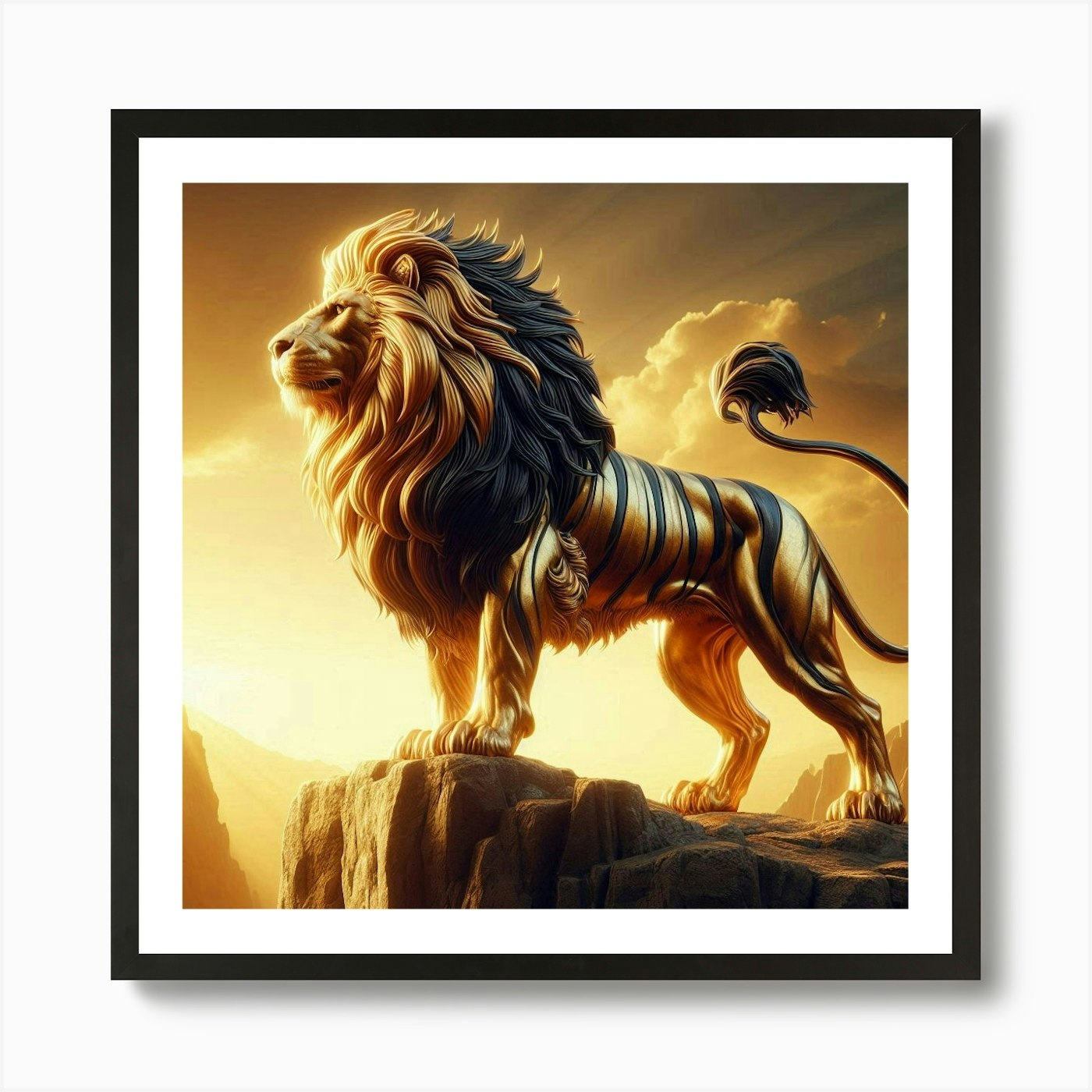 Golden Lion 6 Art Print Framed Wall Art Poster Canvas Print Picture