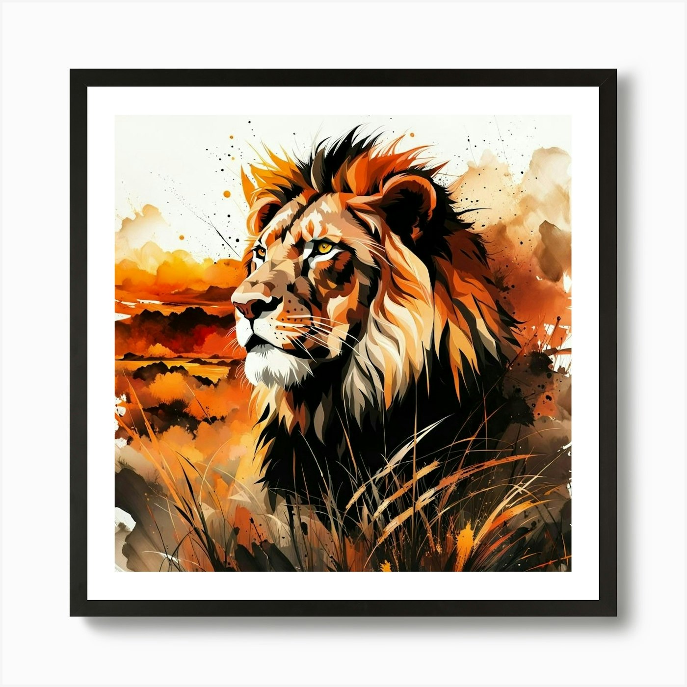 Lion Painting Art Print Framed Wall Art Poster Canvas Print Picture