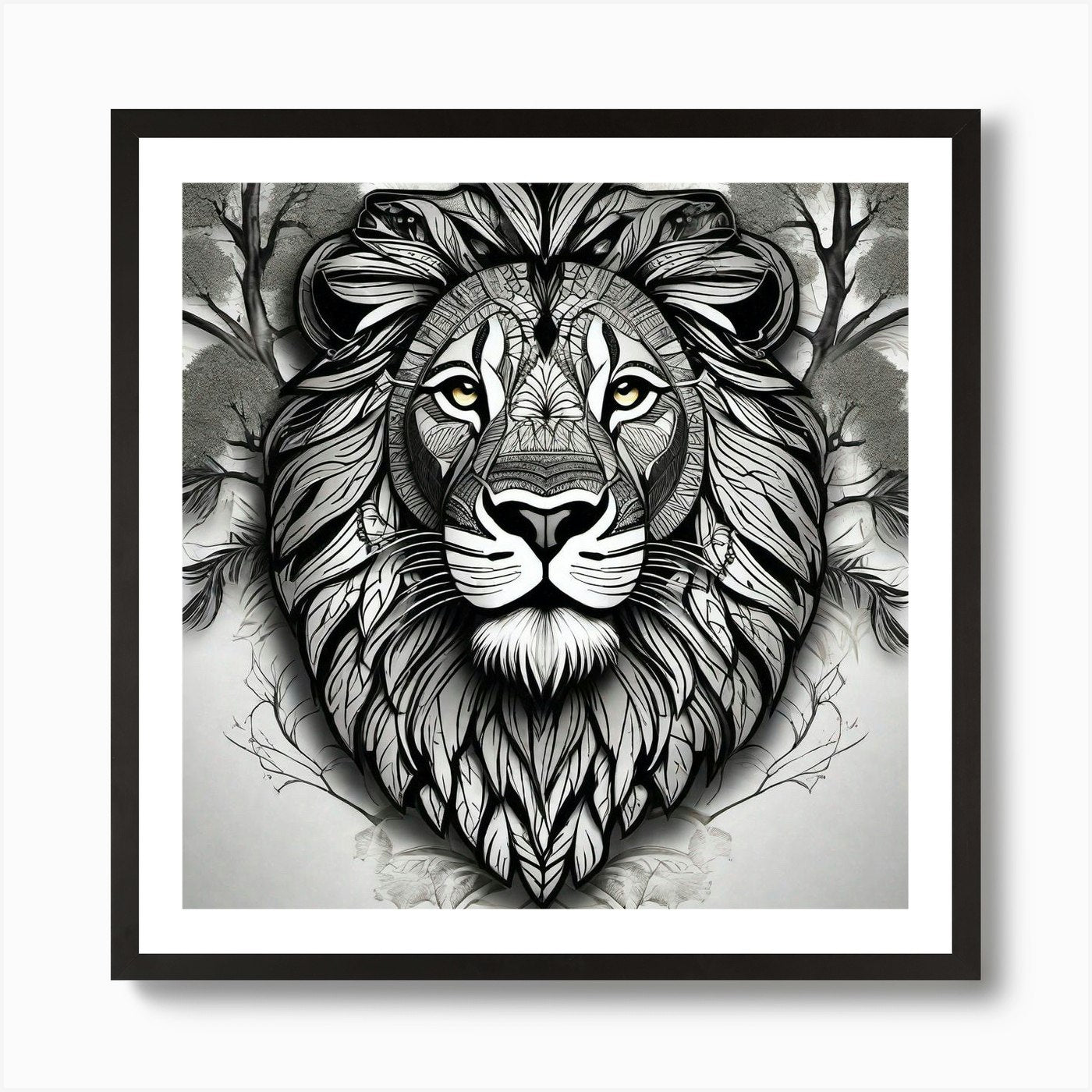 Lion Head 26 Art Print Framed Wall Art Poster Canvas Print Picture