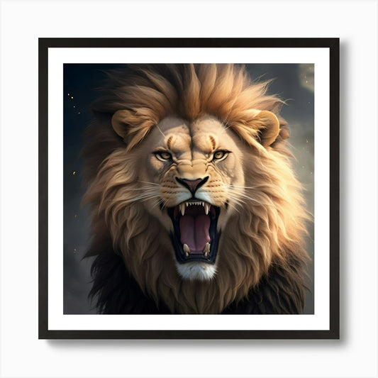 A Lion Roars Loudly Art Print Framed Wall Art Poster Canvas Print Picture