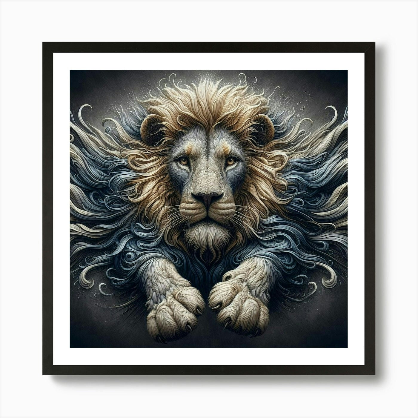 Fierce Lion Art Print Framed Wall Art Poster Canvas Print Picture