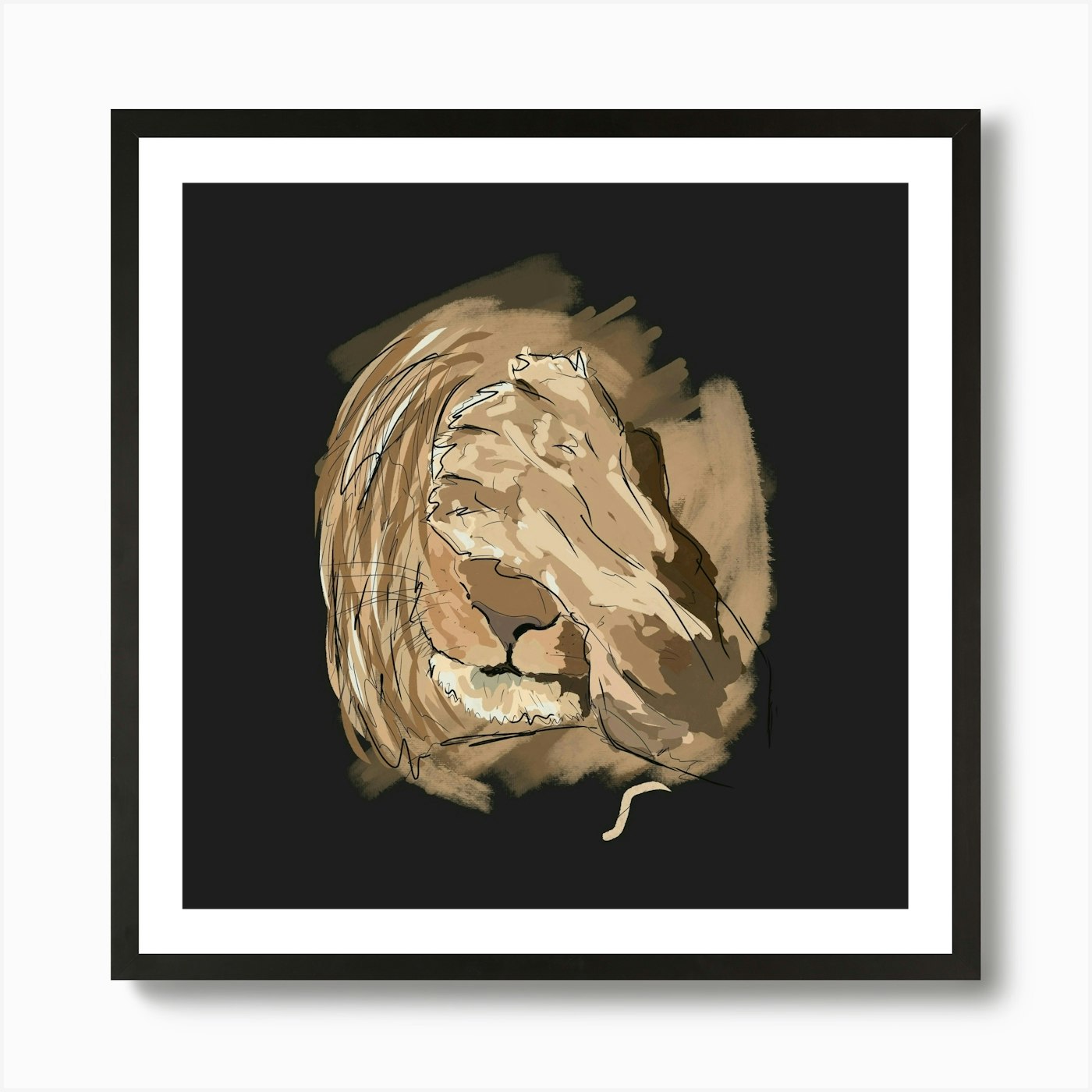 Lion's Head Art Print Framed Wall Art Poster Canvas Print Picture