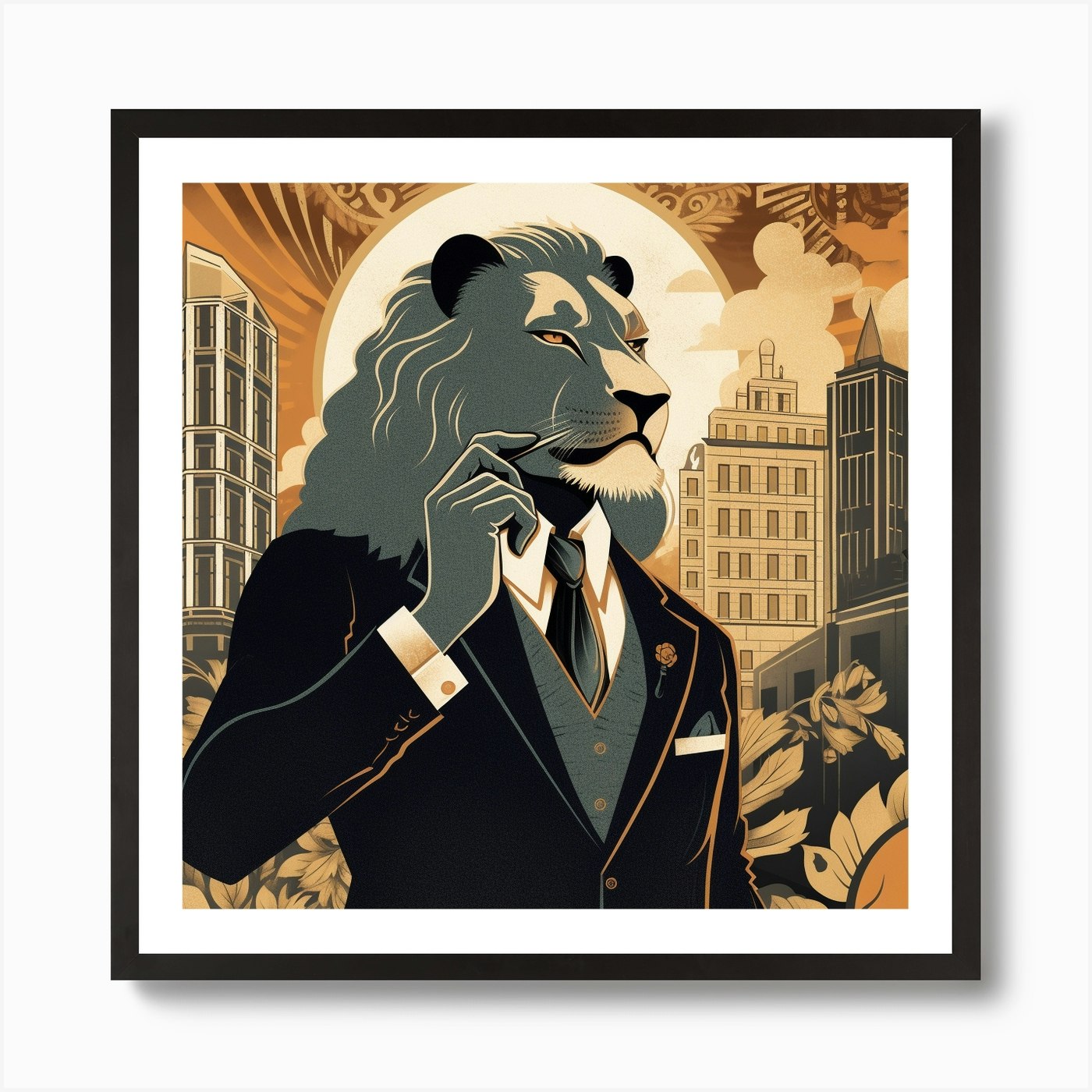Lion Of Manhattan Art Print Framed Wall Art Poster Canvas Print Picture